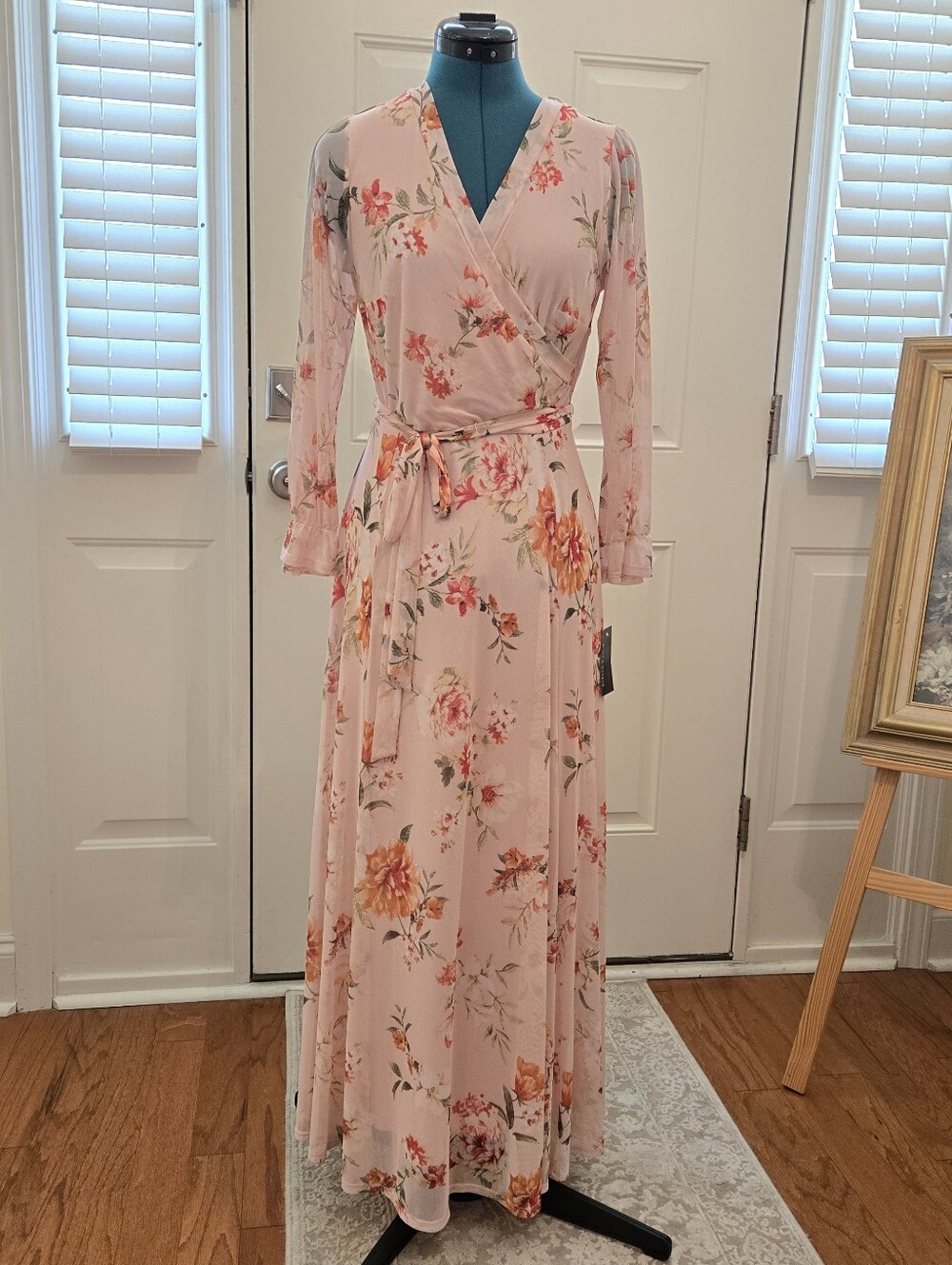 Floral Pink Wrap Maxi Dress
